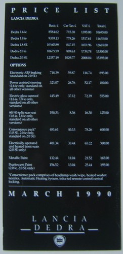 Lancia price list - lancia,