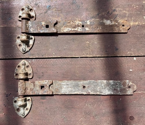 Pair antique strap hinges - of,