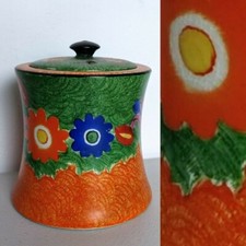 Vintage Empire Ware Ford & Co Lidded Storage Pot Art Deco Floral Hand-Painted 