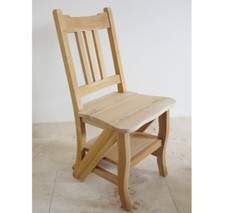 Wooden Chair Step Stool Unfinished Mahogany Wood Library Step Chair