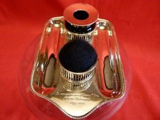 LOVELY 1912 GARRARD'S PARTNERS DESK SILVER INKSTAND. POIGNANT WW1 INSCRIPTION