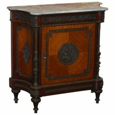 RARE 19TH CENTURY FRENCH LOUIS WALNUT SIDEBOARD DRAWERS MARBLE TOP BRONZE MOUNTS