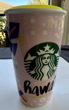 Starbucks Hawaii Ceramic Travel Mug 12oz Tumbler Pink Hibiscus Flower 2016 NEW