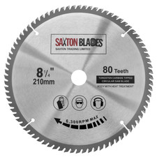 Saxton TCT Circular Wood Blade 210mm x 80T fits Evolution Rage Saws 25.4mm Bore