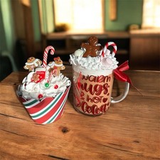 Fake Artificial Hot Chocolate Drink and Cupcake Fake Food