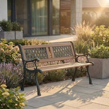 Wooden Garden Bench Twin Cross