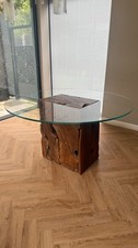 RAFT reclaimed teak root dining table glass top luxury wood