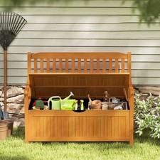Outdoor Storage Bench 125L Wooden Garden Seat with Lid and Dust Bag