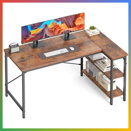 Shaped desk rustic brown 39 - shaped,