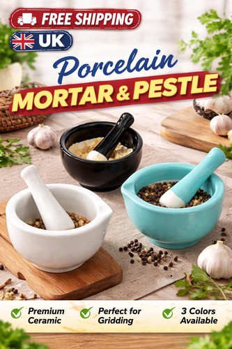 White porcelain mortar - white,
