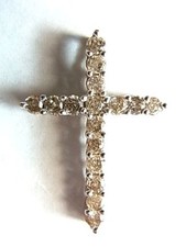 K18 White Gold 1.00ct Diamond Cross Pendant 27x19mm Used
