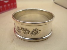 Vintage Sterling Silver Napkin Ring With Engraved Leaf Detailing