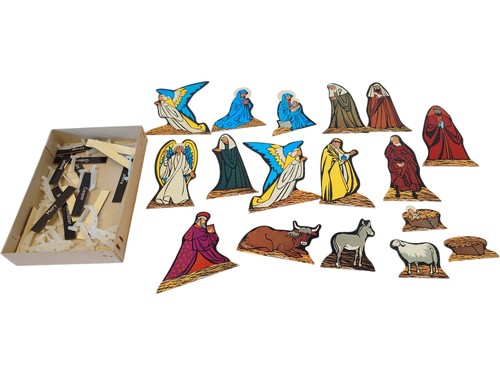 Wooden nativity set with - set,