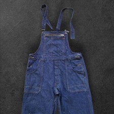mens vintage navy blue French work dungarees, W38