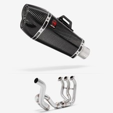 Lextek Carbon Fibre XP13C Exhaust System 210mm High Level Silencer Chrome Rear