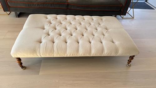Large deep buttoned footstool - buttoned,