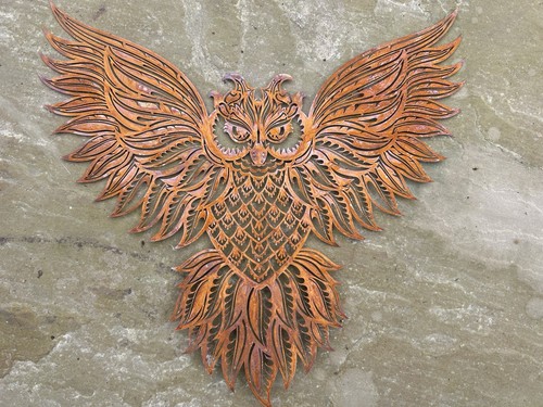 Rustic metal owl wall art - rustic,