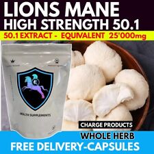 Lions Mushroom Mane Extract Capsules 25,000mg High Strength 50.1 Extract