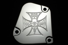 YAMAHA WARRIOR ATV 350 IRON CROSS FLAME SKULL BILLET ALUMINUM THROTTLE COVER