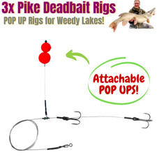3x Deadbait Pike Rigs with POP