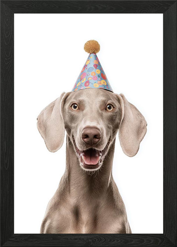 Smiling weimaraner dog with - smiling,