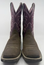 Ariat Delilah Square Toe Boots Wm Size 8.5 B Brown Pink Purple Cowgirl 10031593