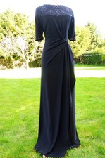 Stunning Monsoon Margherita SIze 18 Black Embellished Maxi Long Evening Dress