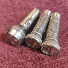 3 x Vintage Pifco Metal Battery Torch 4.5"