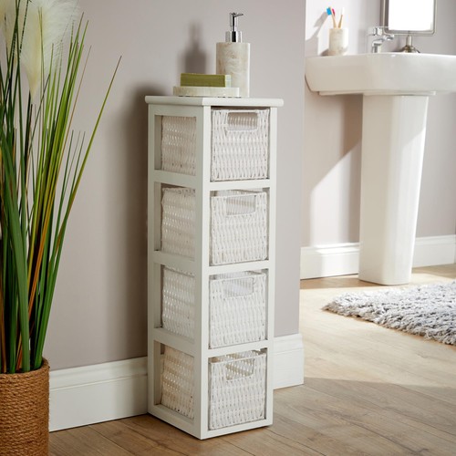 White chest rattan storage - 4,