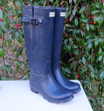 Hunter Original Tall Norris Field Wellington Boots Size 6 Navy Wide Fit Wellies