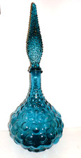 Teal Bubble Empoli Genie Bottle With Flame Stopper 16.25 inch Rossini Vintage