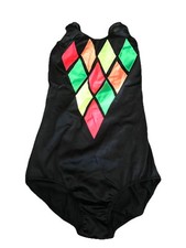 baton twirling costume Black Neon Diamond Age 14/16 Small Adult Size 8-10