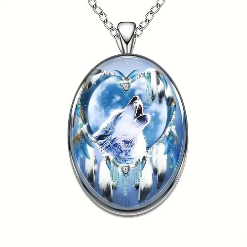 Wolf pattern design oval - wolf,