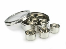 NEW Authentic Indian Spice Tin / Masala Dabba - FREE Spoon With See Through Lid