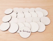 White Wooden Circle Disc Shape Craft Wood Round Tag Pack Of 25 60mm White MDF