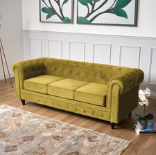Chesterfield Sofa Suite Velvet Armchair Settee Couch | 1/2/3 Seater Options