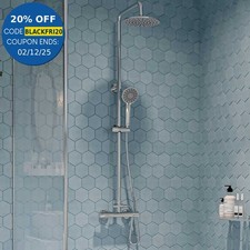 Gainsborough GDRE Thermostatic Bar Mixer Shower Adjustable Drencher Heads Round