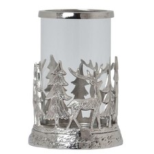 Hill Interiors Stag Hurricane LanternOne Size Silver  HI5044
