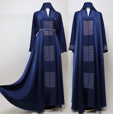 Dubai Abaya Closed Umbrella Flare Muslim Women Modest  Maxi  Dress  Navy