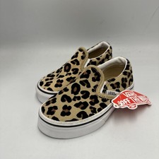Vans Slip On Girls Leopard Dark Print Trainers Size UK 10 EU 27 /REF13