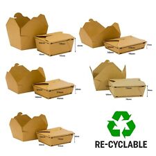 Biodegradable Kraft Food Box Deli Takeaway Noodles Rice Pasta Folding Lids