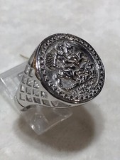 Genuine 925 Sterling Silver Half Sovereign St George Coin Ring Heavy 