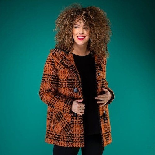 Orange check wool - orange,
