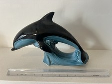 Large Poole Pottery Dolphin Figurine On Waves Excellent Condition No Damage