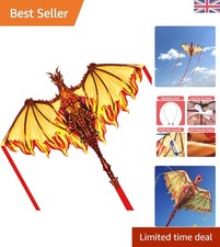 Bright, Easy-Fly Dragon Kite for Kids & Adults | Durable Polyester & Glass Fi...