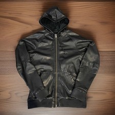Diesel Men M Black Lamb Leather Hoodie Jacket RRP £700
