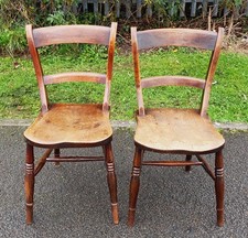 PAIR OF ANTIQUE BAR BACK FARMHOUSE KITCHEN CHAIRS       DELIVERY AVAILABLE