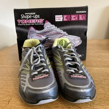 Skechers Shape Ups yellow & Silver toners lace up trainers, UK Size 6 EU 39