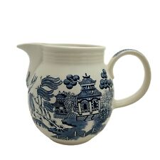 Vintage Churchill Willow Blue Jug Georgian Shape 950ml Pitcher Vase Round