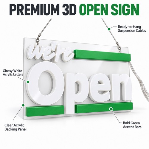 Premium hanging open sign - premium, 3d